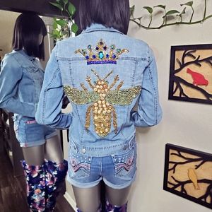 Denim Jean jacket with crystal beads